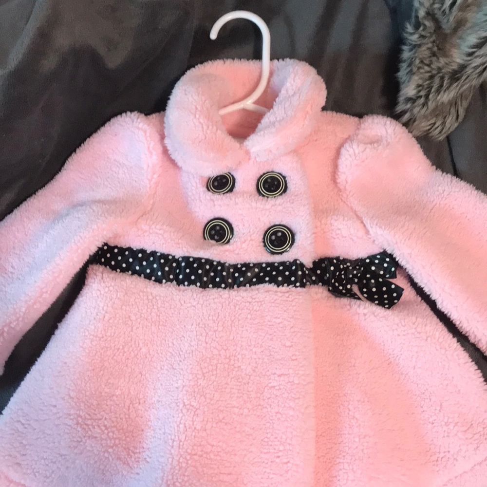 6-9 month girl fuzzy pink coat